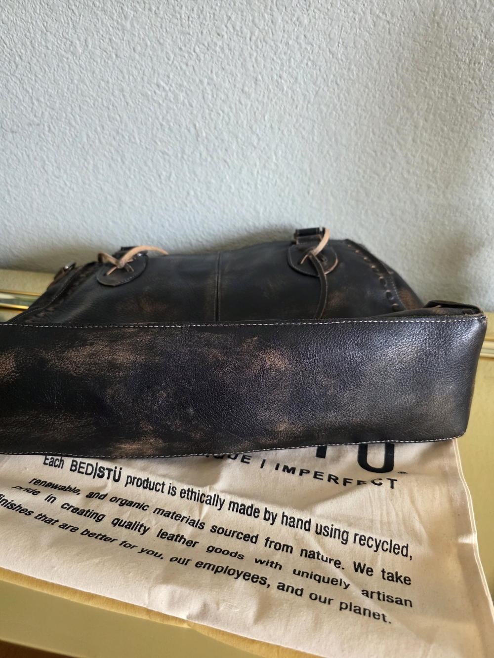 BED|STU Distressed Black Rockababy Shoulder Bag with Tassel Accents - Picture 8 of 9